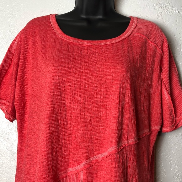 SEMISUE asymmetrical raw hem shirt blouse Sz Large - Picture 2 of 11